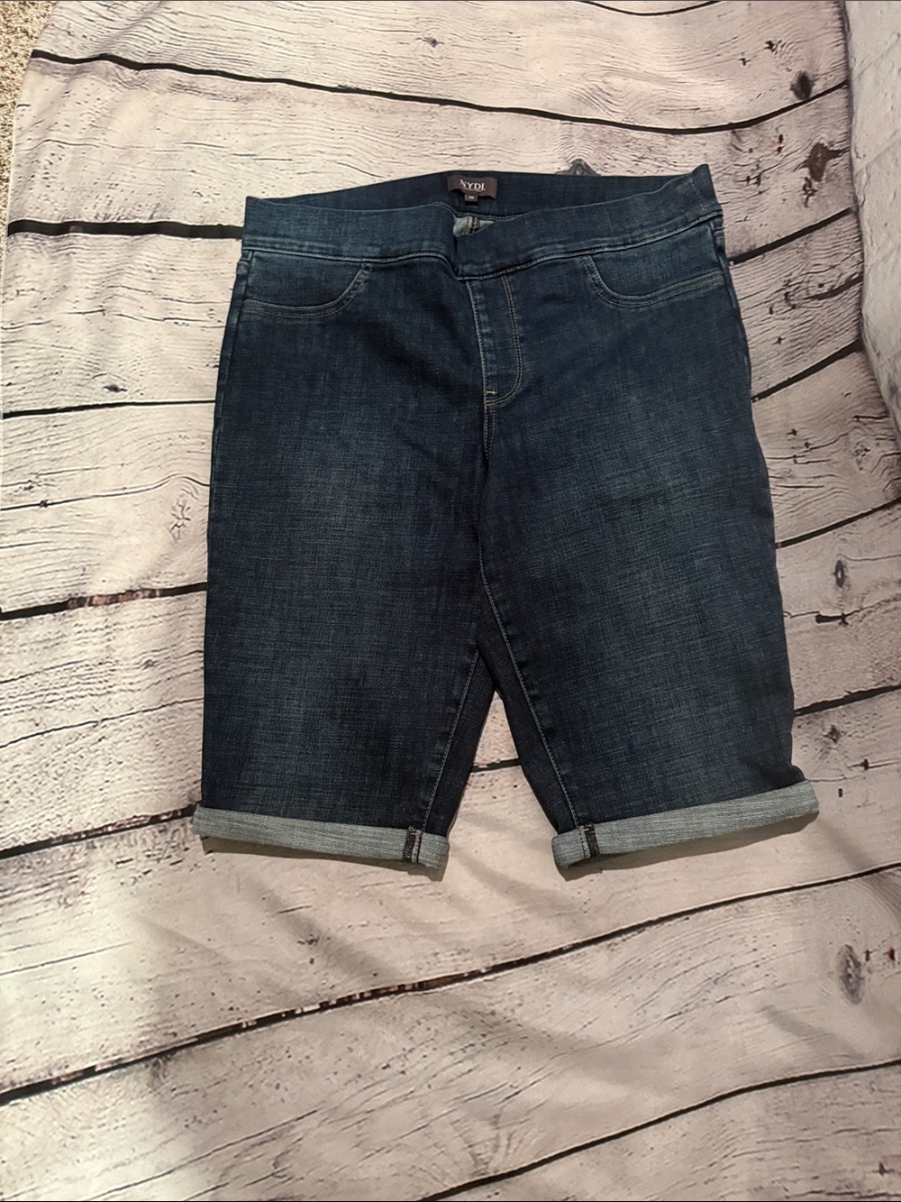 NYDJ Dark Indigo Cropped Denim Bermuda Shorts